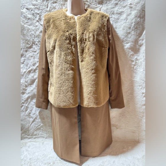 Treasure and Bond x Something Navy coveted camel & faux fur coat Small Nordstrom - Picture 4 of 14